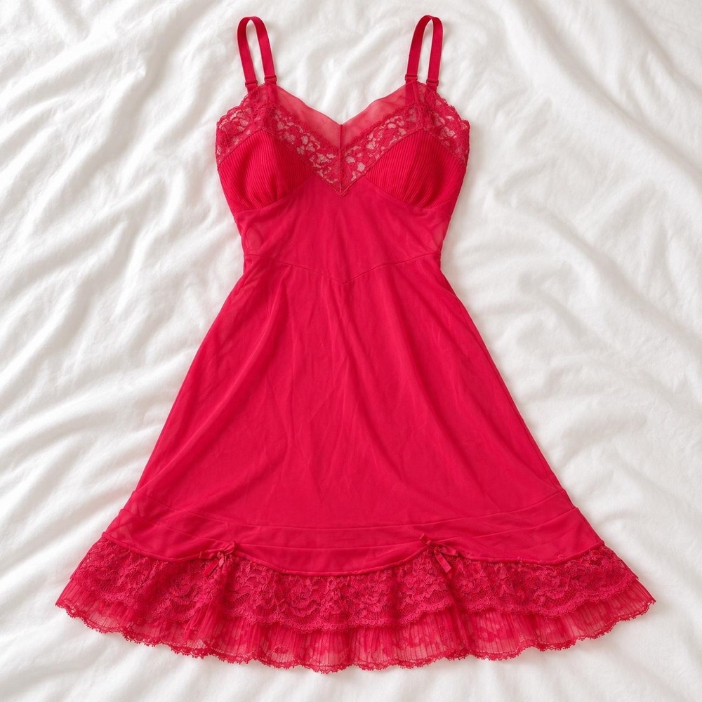 Vintage Red Lace Slip